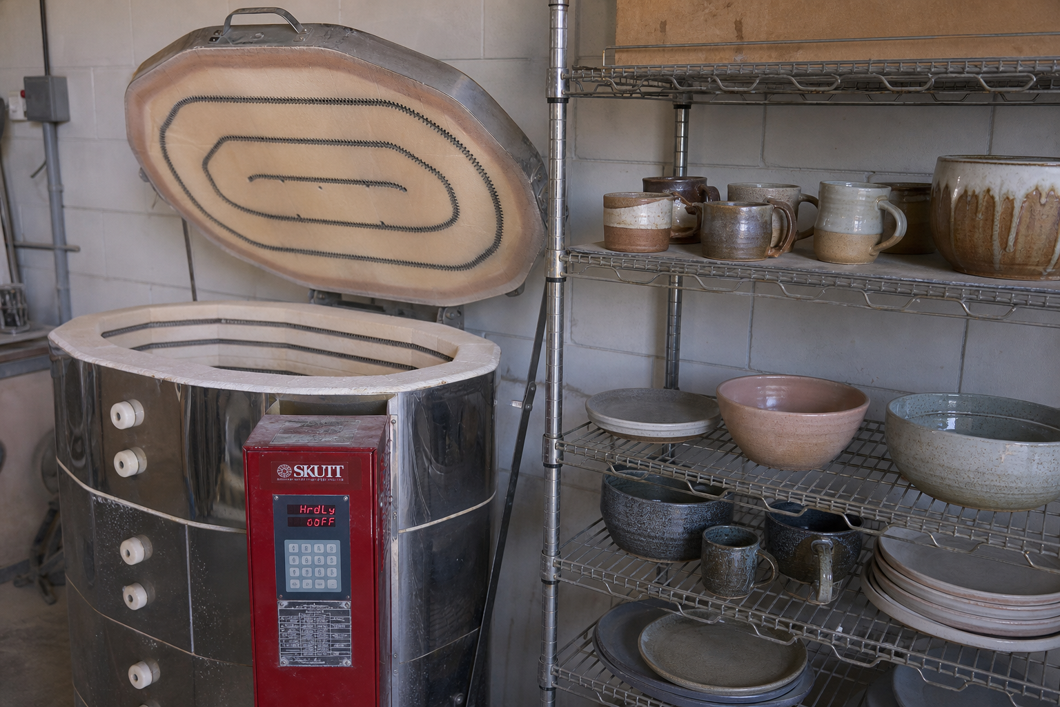 Studio kiln and shelves
